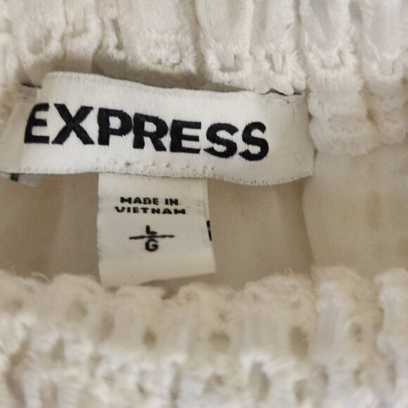 Express White Eyelet Lace Off Shoulder Ruffle Top Size L - Picture 6 of 8